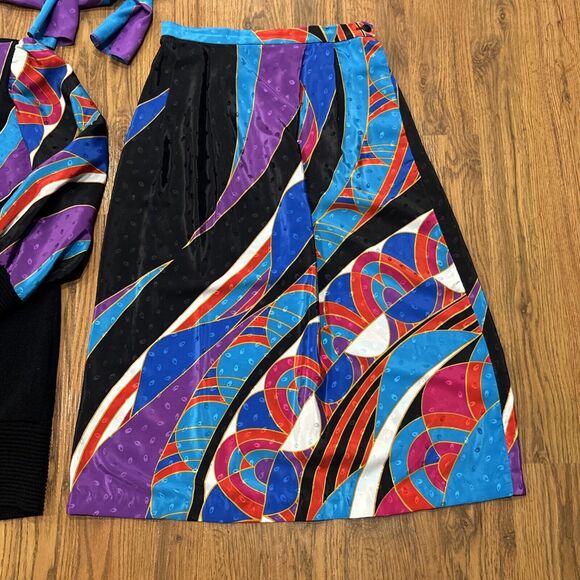 Anthony Sicari 3pc Sweater Top Silky Skirt & Scarf Womens 6 Retro Vintage USA - Picture 10 of 11